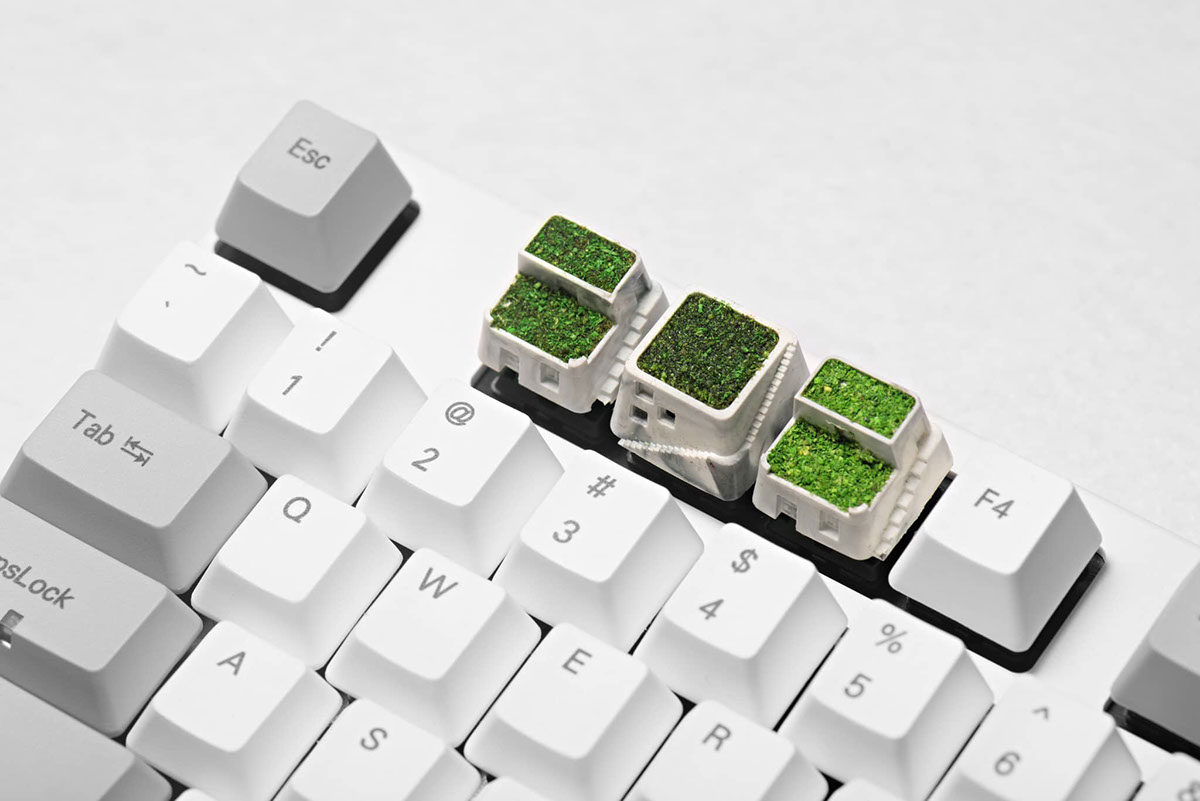 Mechanical keyboard，Key cap，white，lawn，Architecture，