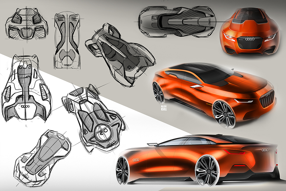 sketch，Hand drawn，Automobile design，racing，