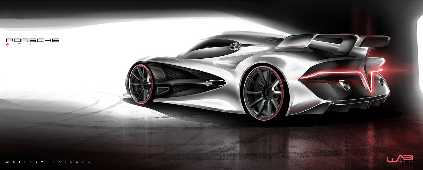 Porsche，Automobile design，Fluid design，sketch，