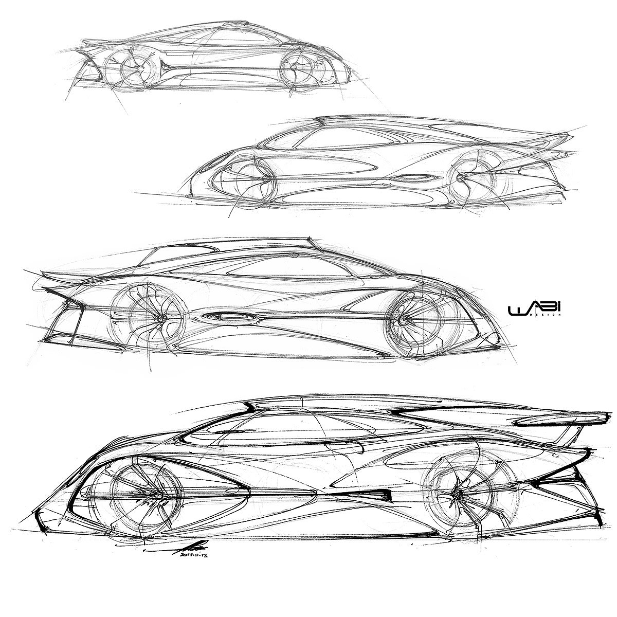 Porsche，Automobile design，Fluid design，sketch，