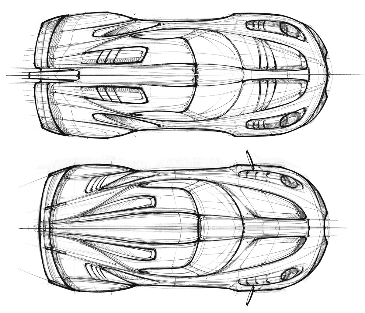 Porsche，Automobile design，Fluid design，sketch，