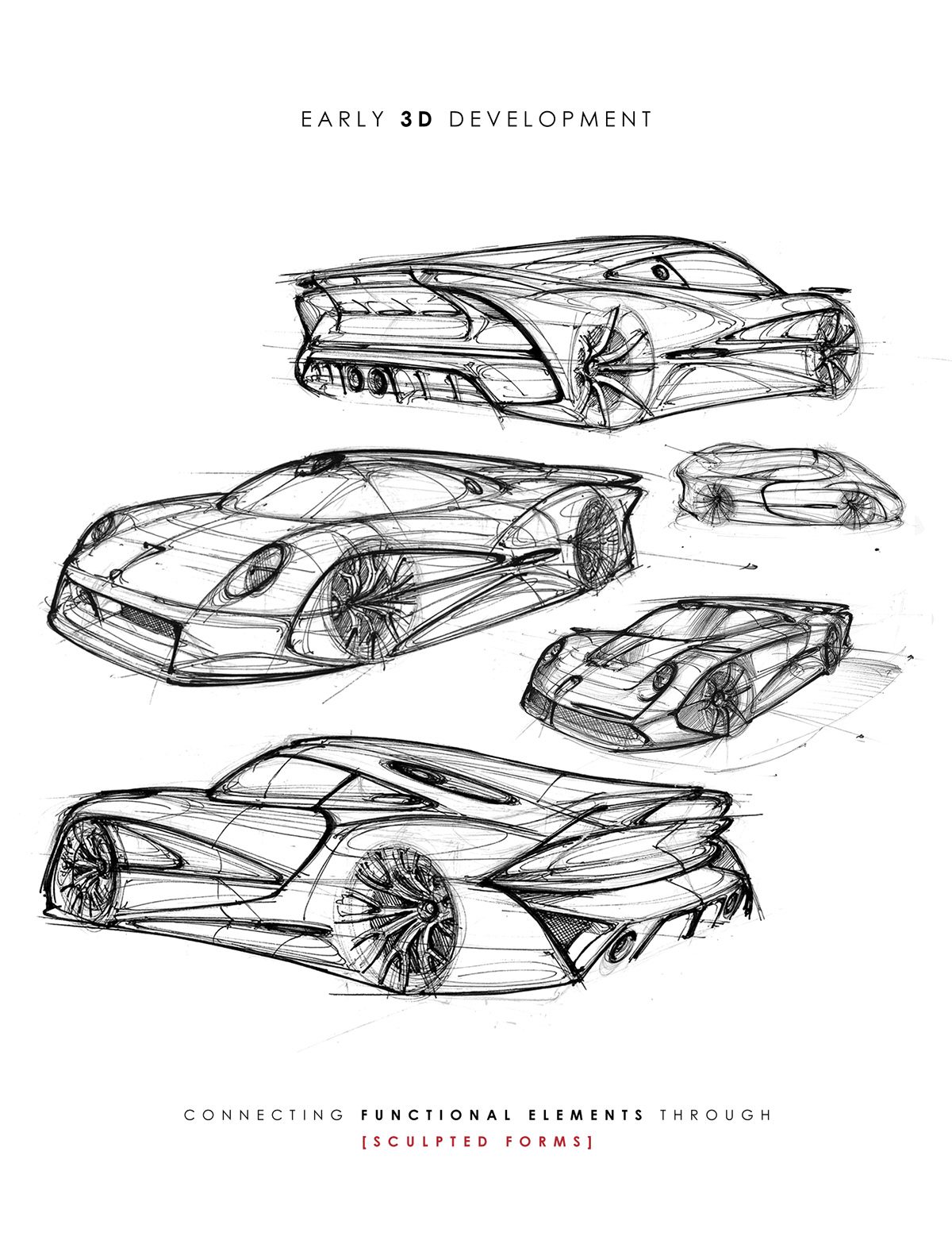Porsche，Automobile design，Fluid design，sketch，