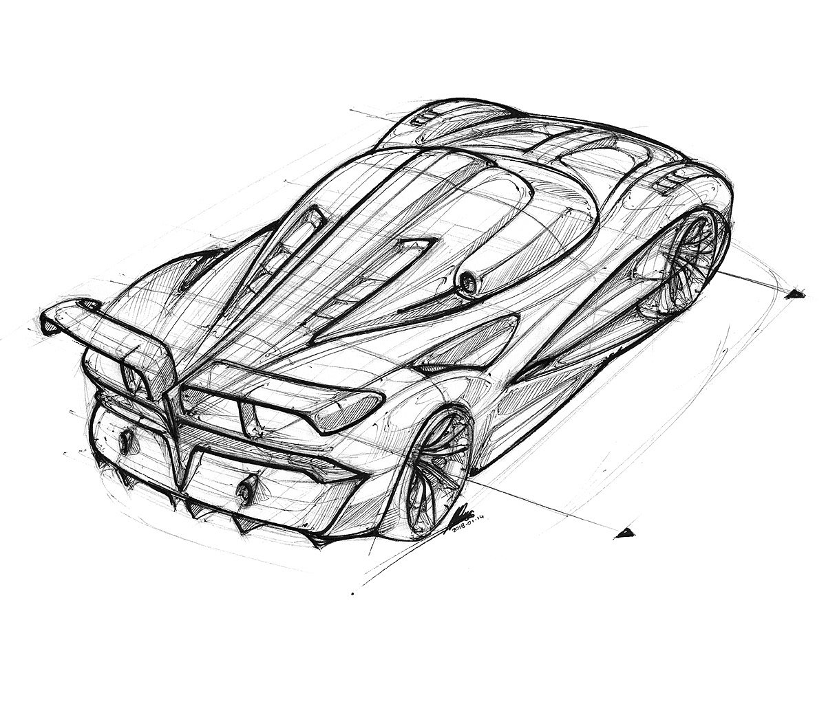 Porsche，Automobile design，Fluid design，sketch，