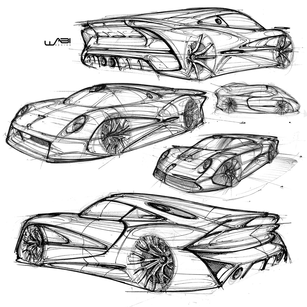 Porsche，Automobile design，Fluid design，sketch，