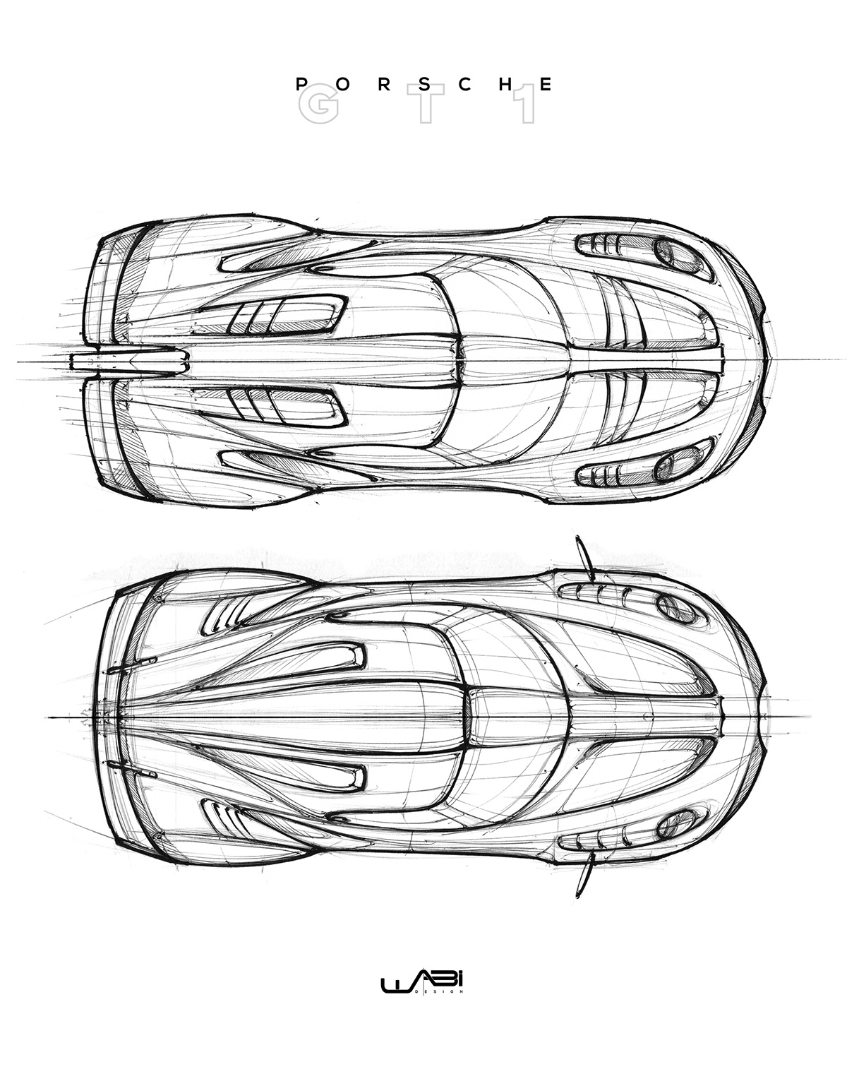Porsche，Automobile design，Fluid design，sketch，