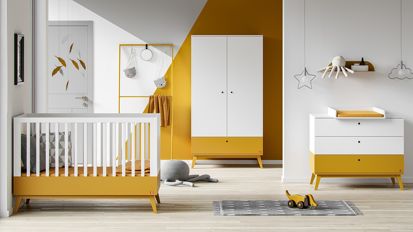 Color contrast，Northern Europe，wardrobe，bedside cupboard，furniture，