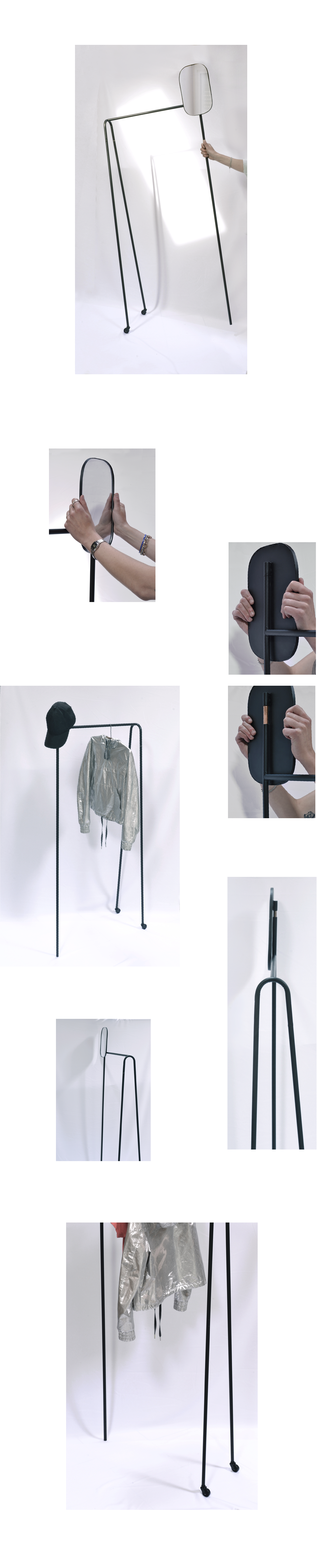 coat hanger，black，mirror，Marine Corps，cintrei，Minimalist，Coat rack，