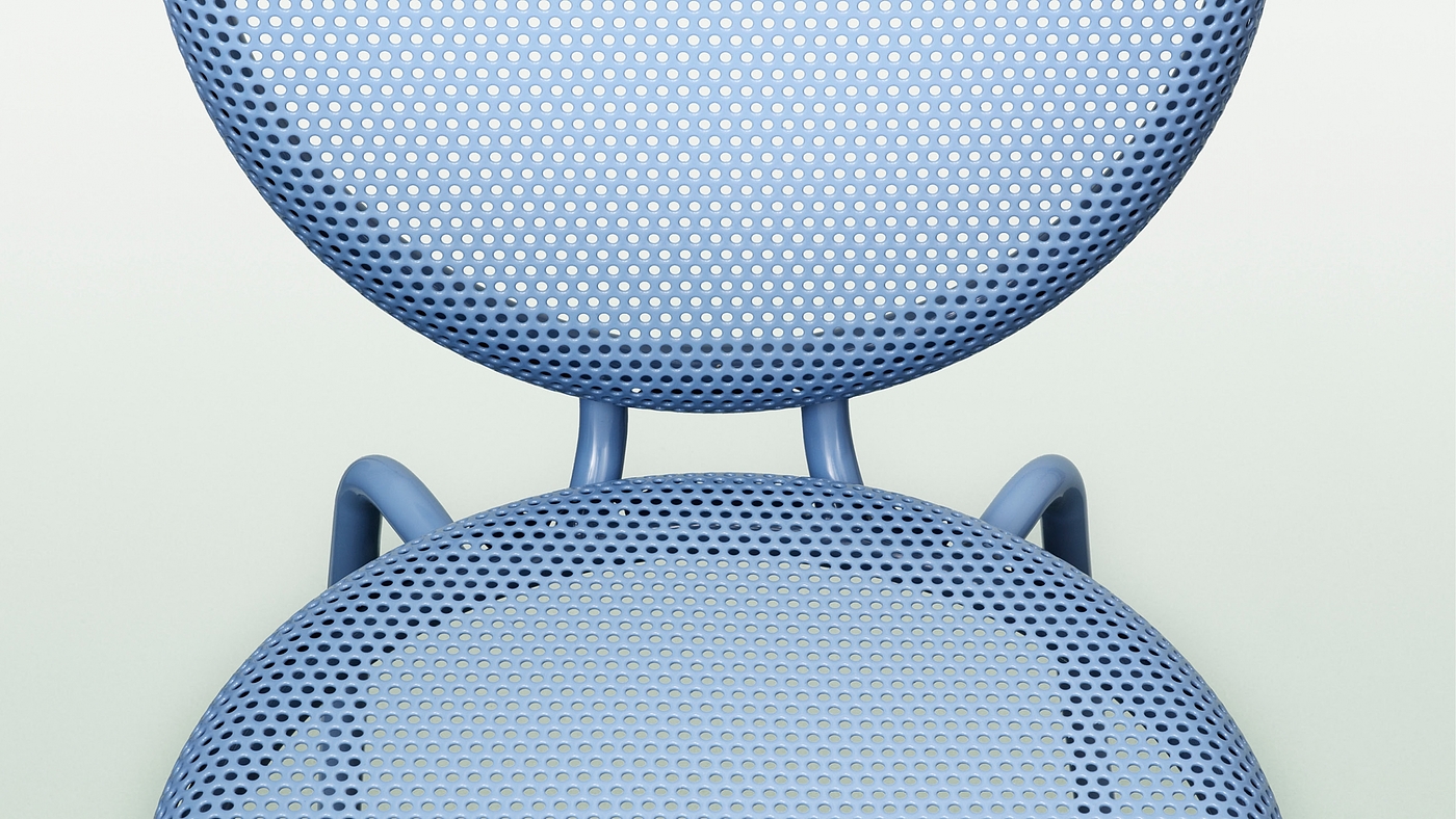 chair，blue，chair，Dimma Chair，Minimalist，steel，