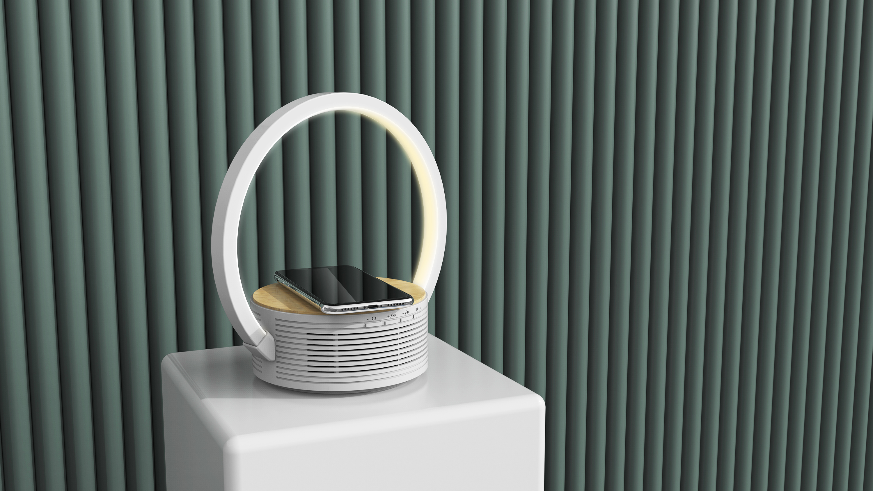 loudspeaker box，Desk lamp，Home Furnishing，Sense of quality，Wireless charging，fold，