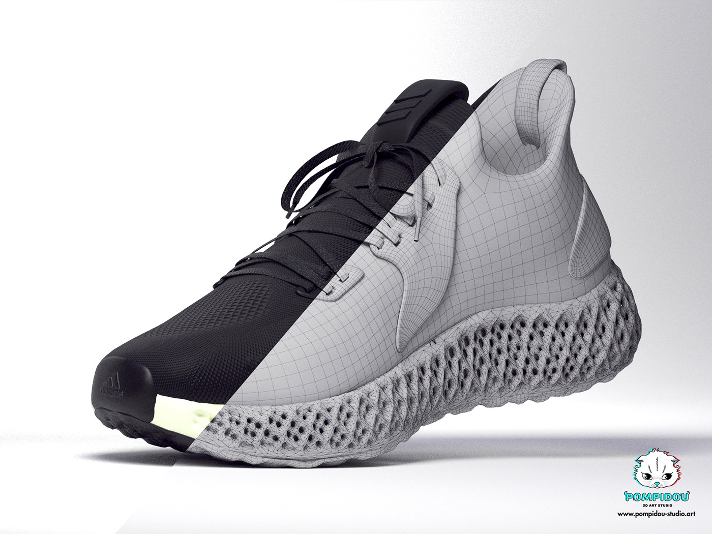 shoes，black，visualization，Render，3D modeling，