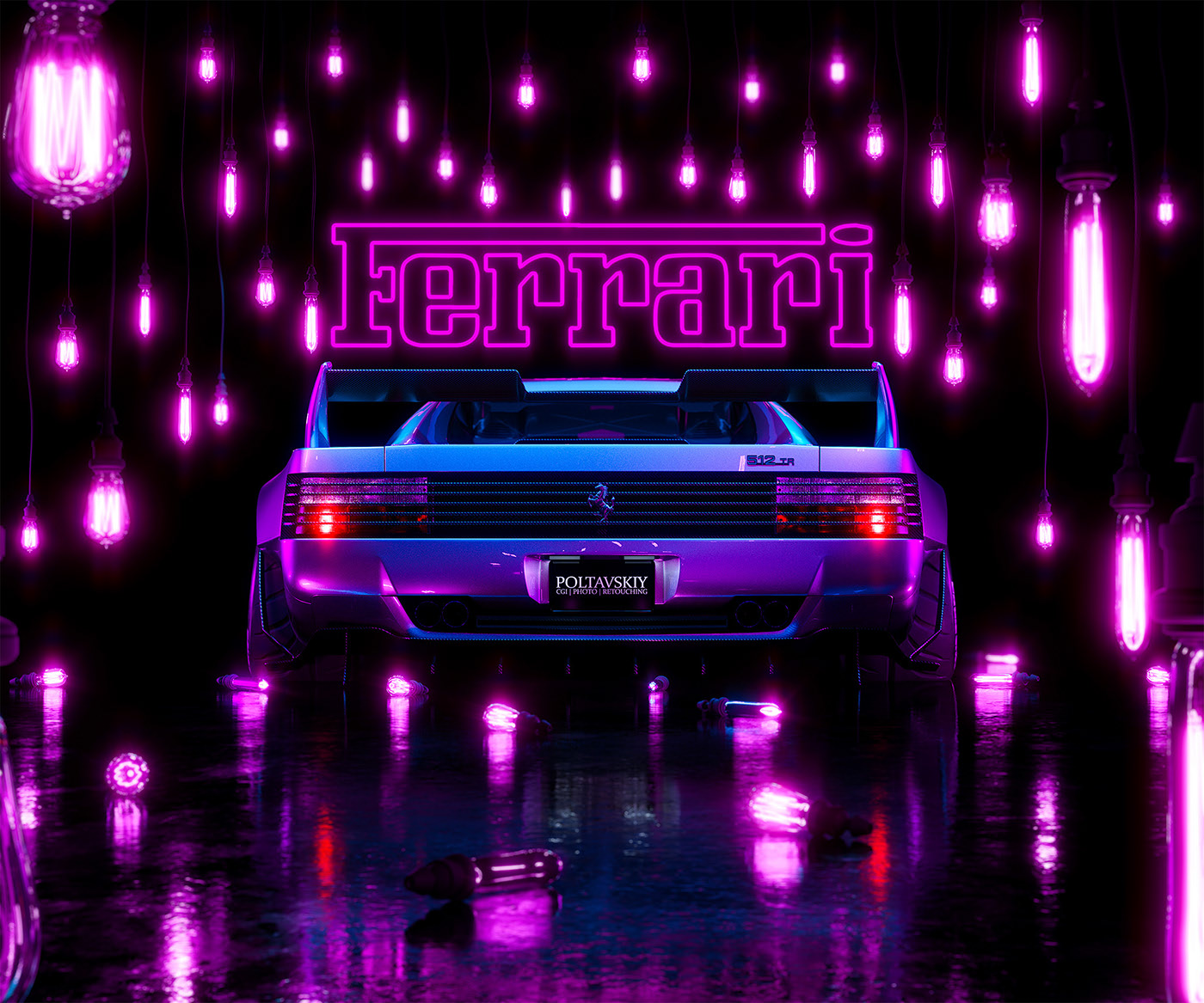 ruined car，Sports car，cgi，Photography，modification，