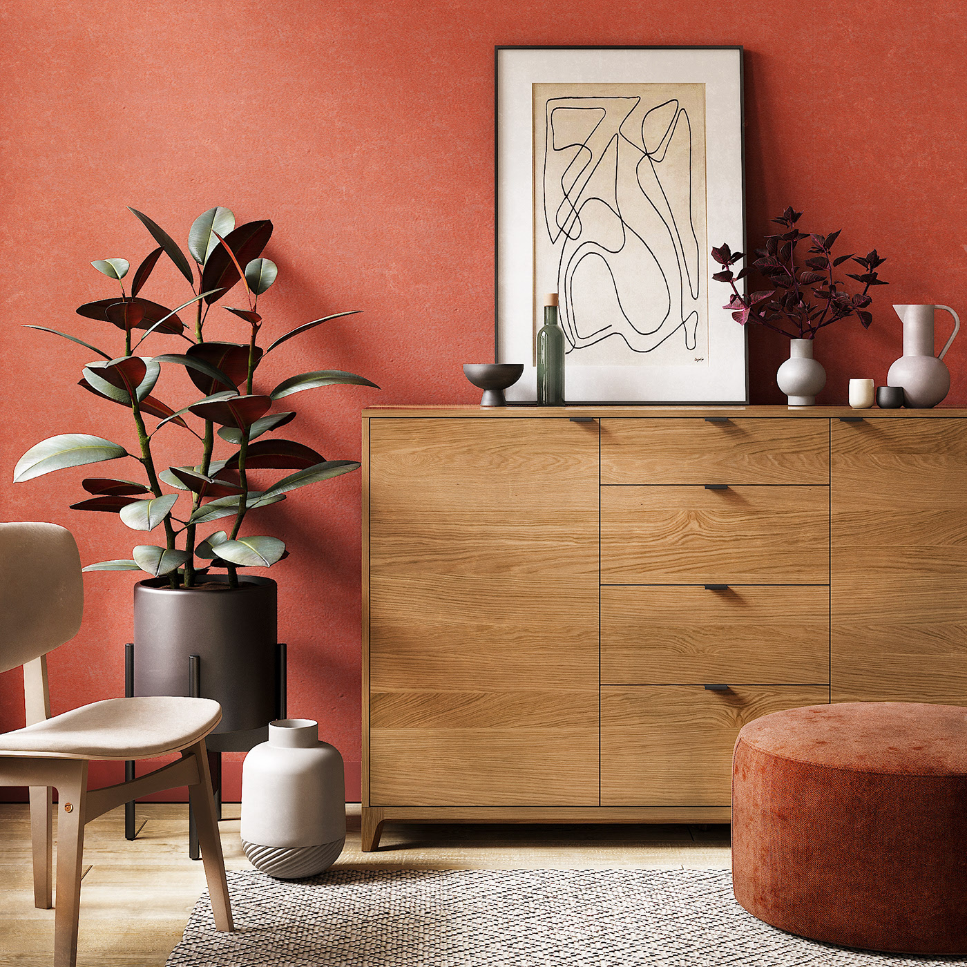 indoor，Design，Architecture，a living room，The IDEA warm，