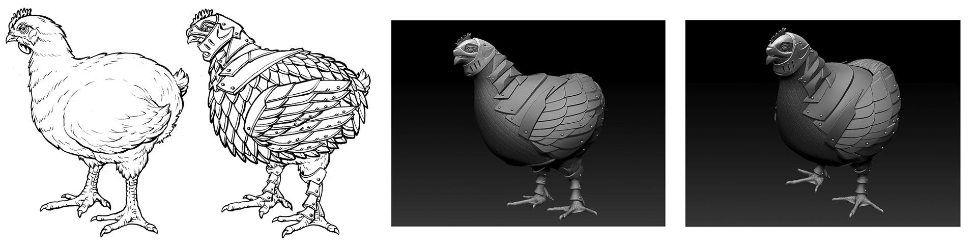 Model，cg，Render，modeling，Armored chicken，