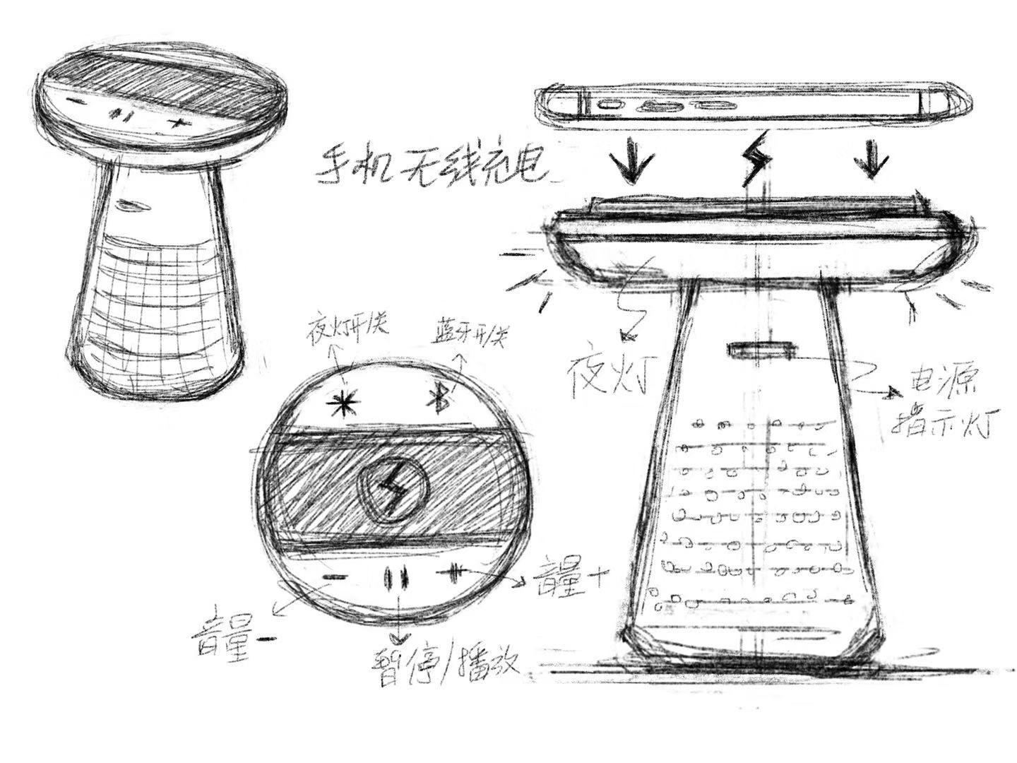 Bluetooth audio，Night light，wireless charger ，