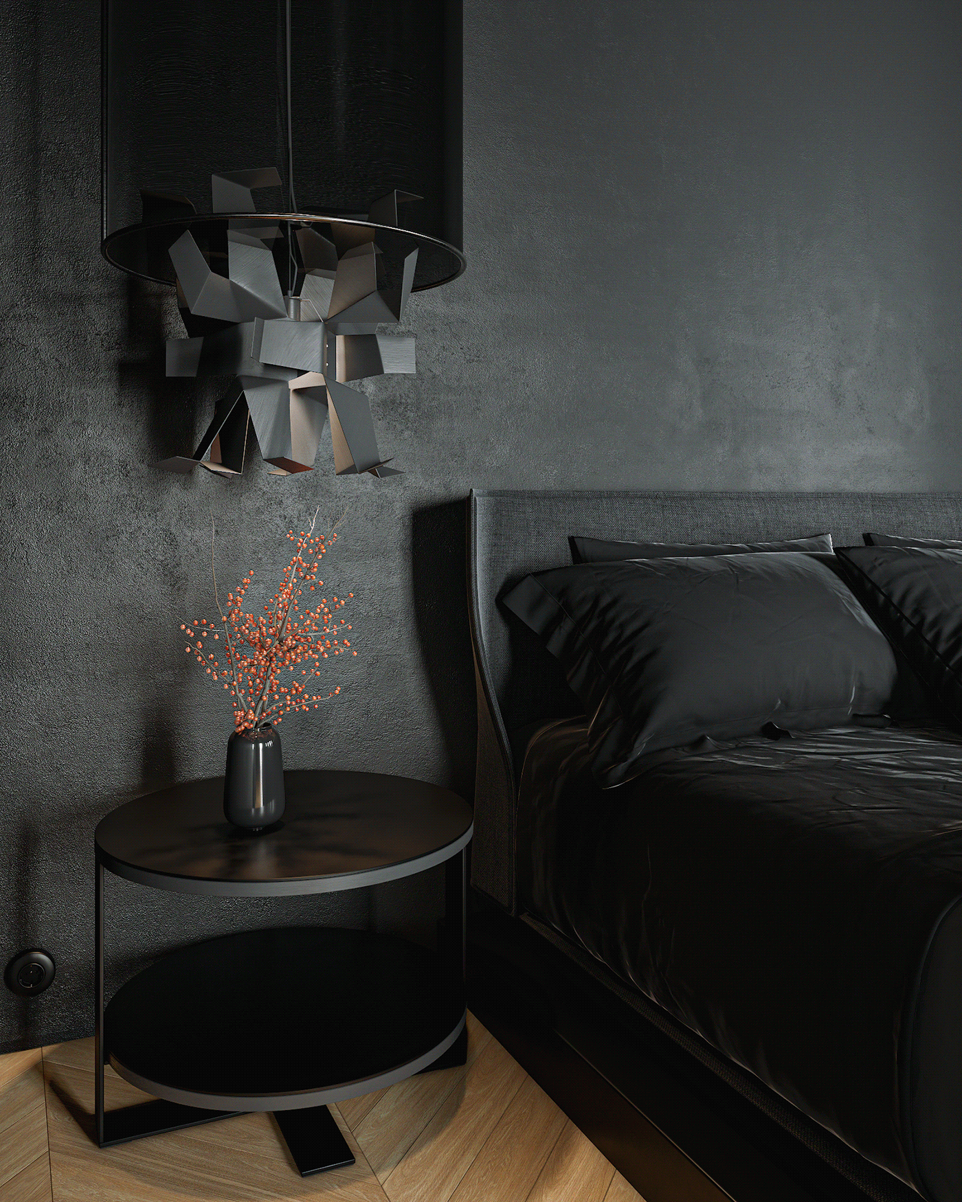 indoor，Dark，modern，apartment，