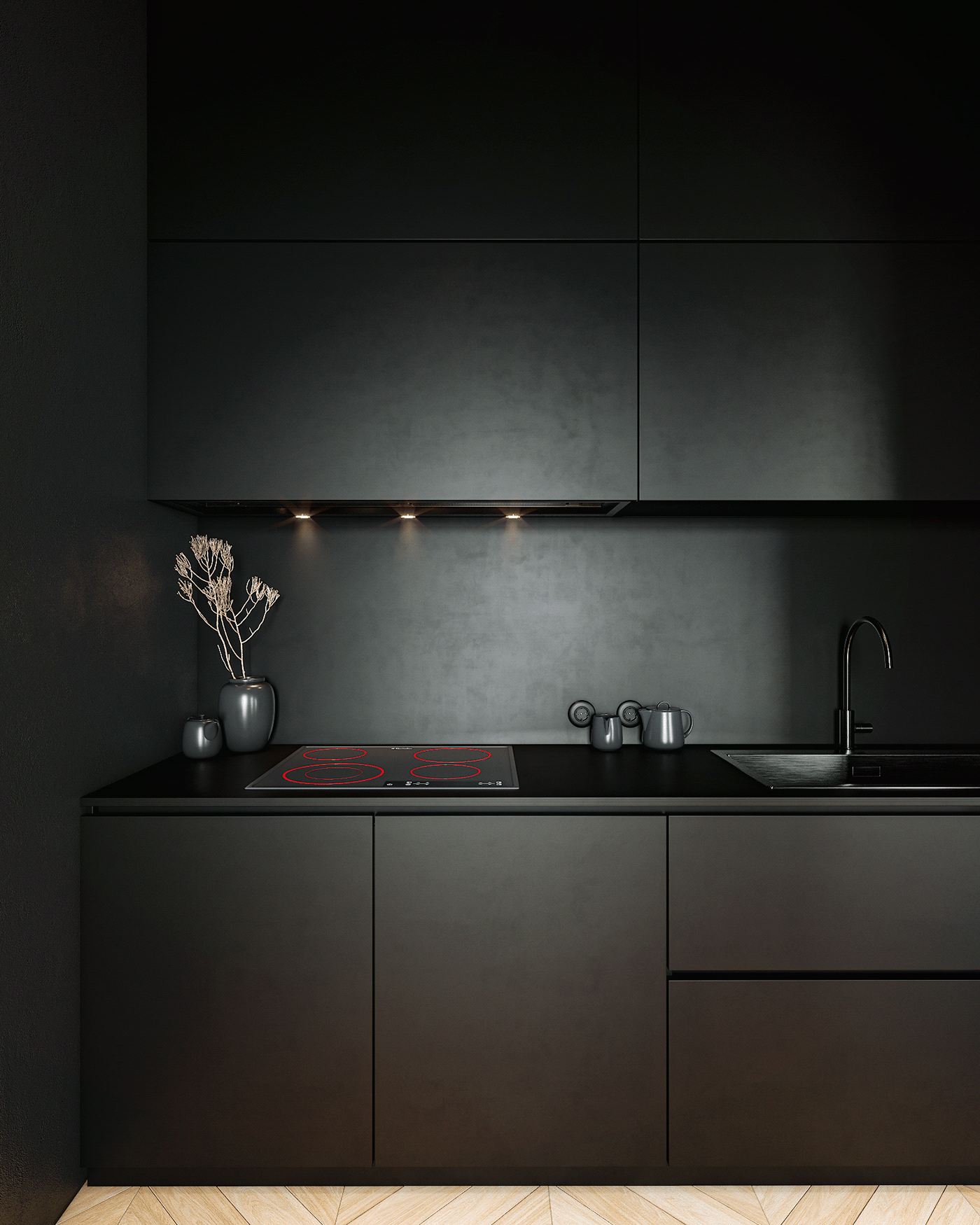 indoor，Dark，modern，apartment，