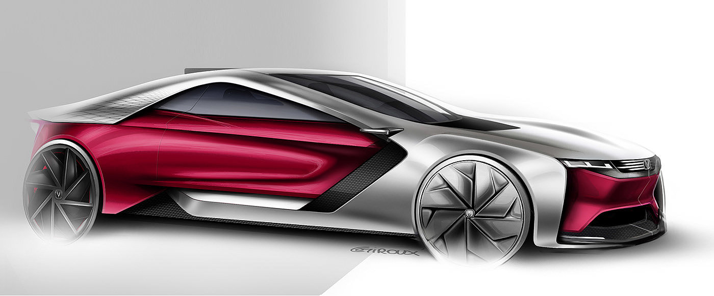 Sports car，Chang'an，conceptual design，Five ，Hand drawn，