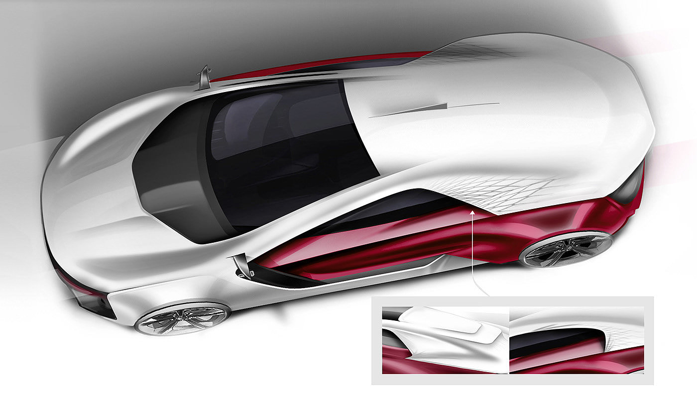Sports car，Chang'an，conceptual design，Five ，Hand drawn，