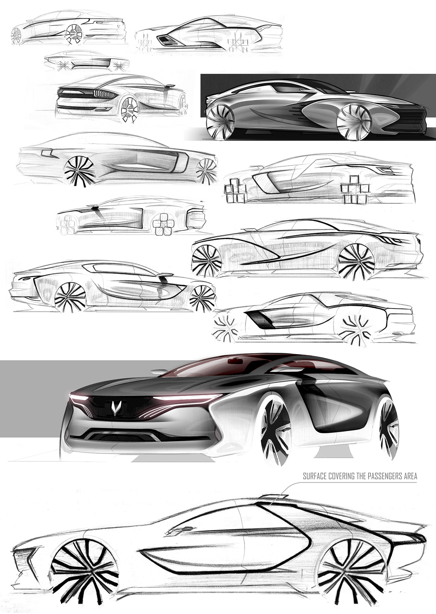 Sports car，Chang'an，conceptual design，Five ，Hand drawn，