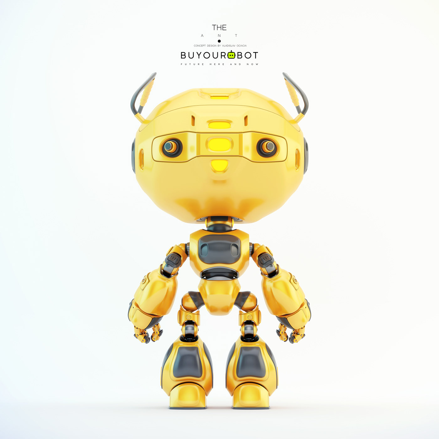 Vladislav Ociacia，ANT robot，Ants，robot，yellow，role，illustration，modeling，