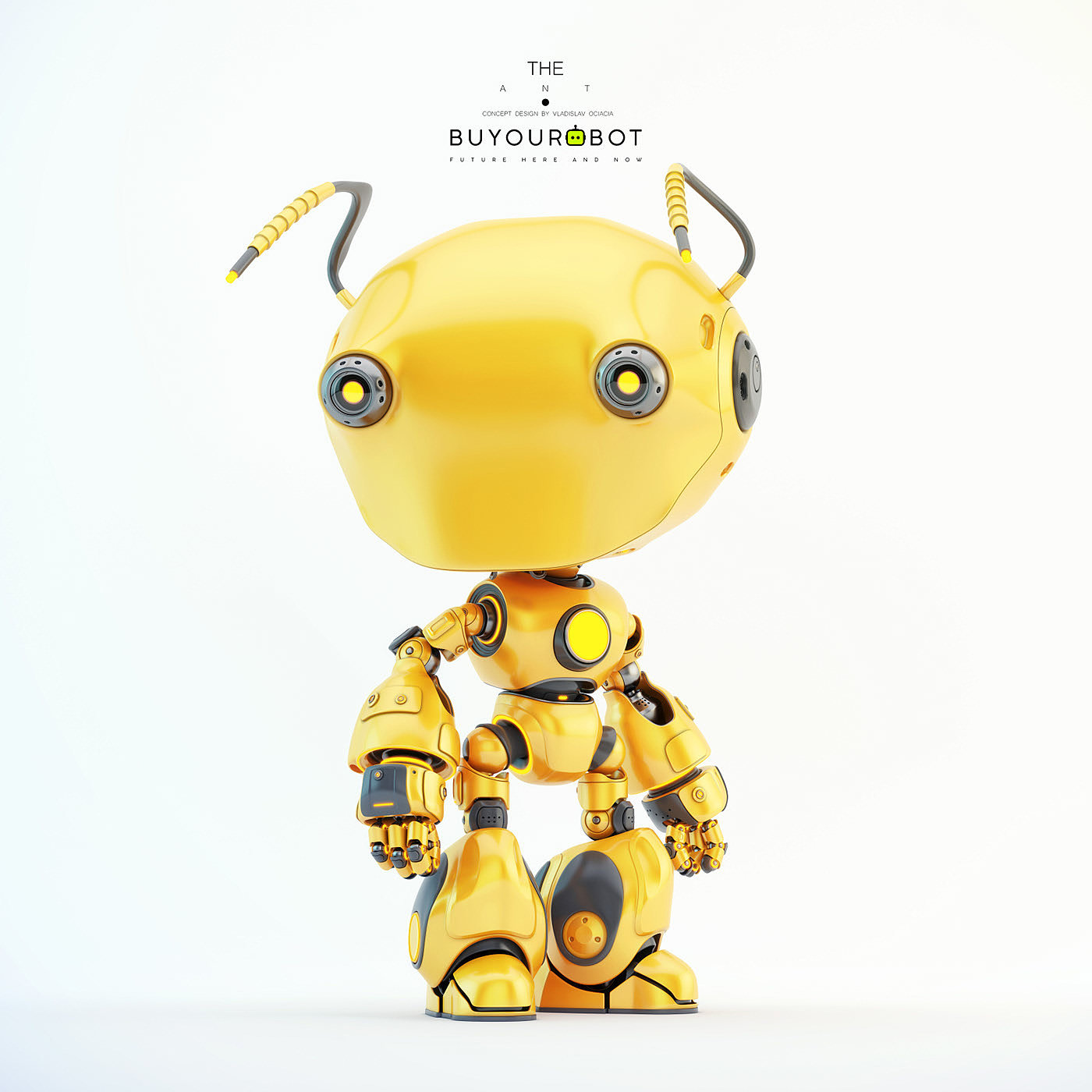 Vladislav Ociacia，ANT robot，Ants，robot，yellow，role，illustration，modeling，