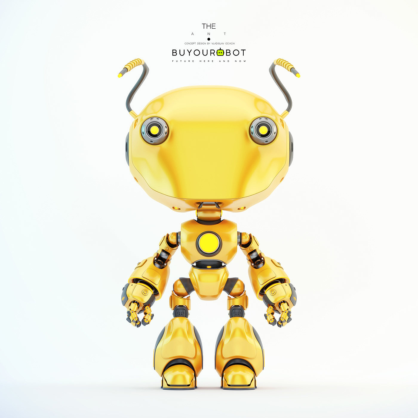 Vladislav Ociacia，ANT robot，蚂蚁，机器人，黄色，角色，插图，建模，