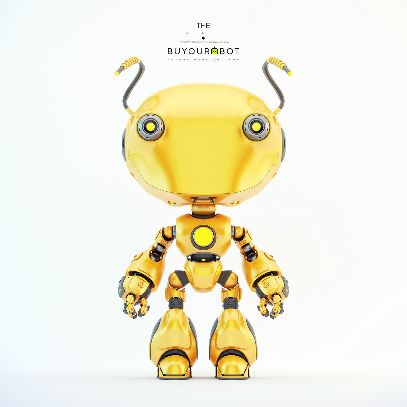 Vladislav Ociacia，ANT robot，Ants，robot，yellow，role，illustration，modeling，