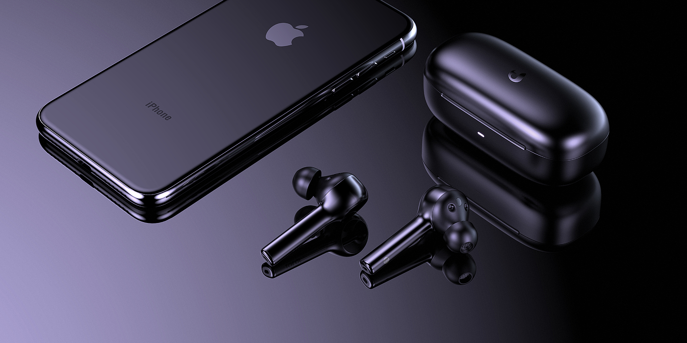 JD TWS headset，Jiajian geometric industrial design，Bluetooth headset，