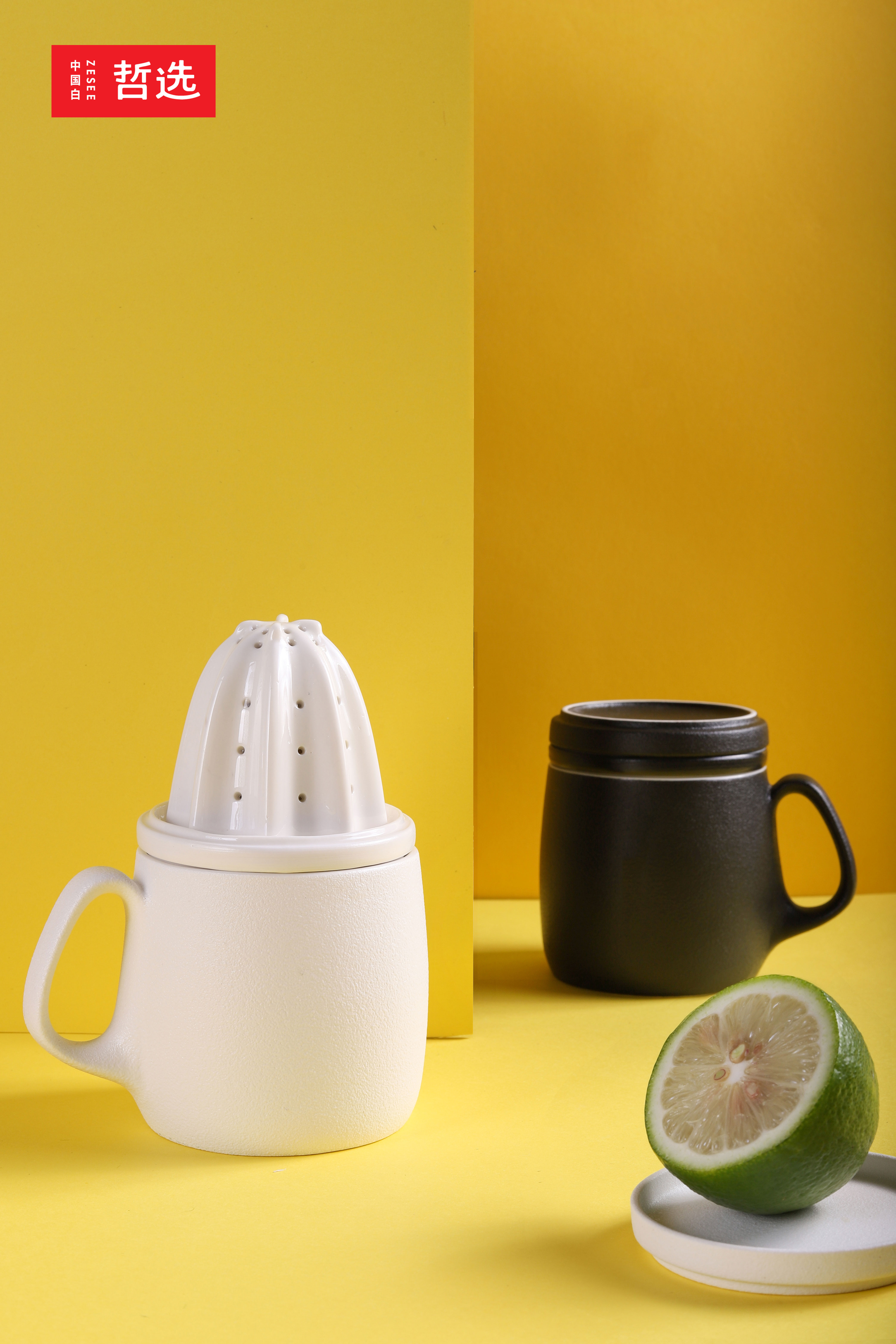 Lemon and tea，tea，Juicing，Mug，Office Cup，ceramics，Zhe Xuan，Chinese white Philosophy，