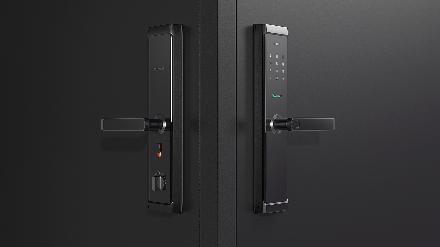 Intelligent door lock，Fingerprint lock，Jiajian geometric industrial design，