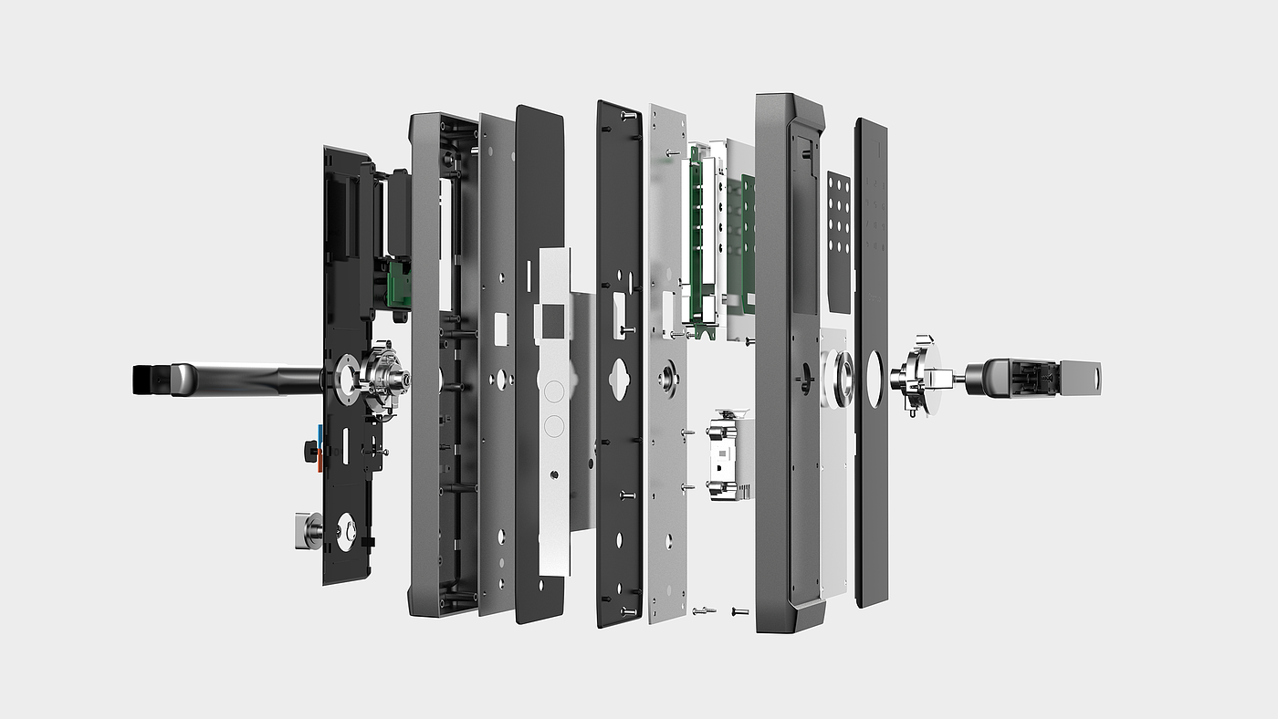 Intelligent door lock，Fingerprint lock，Jiajian geometric industrial design，