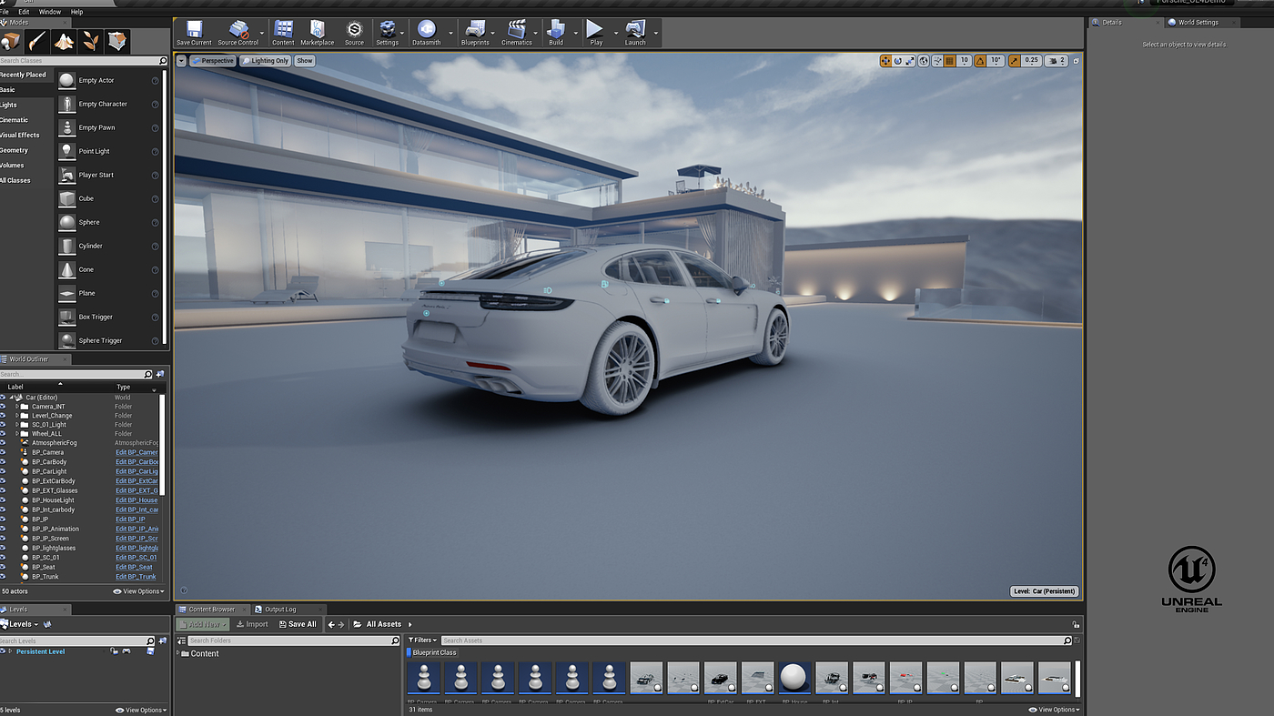 动画，保时捷，porsche，车，car，UnrealEngine，UE4，