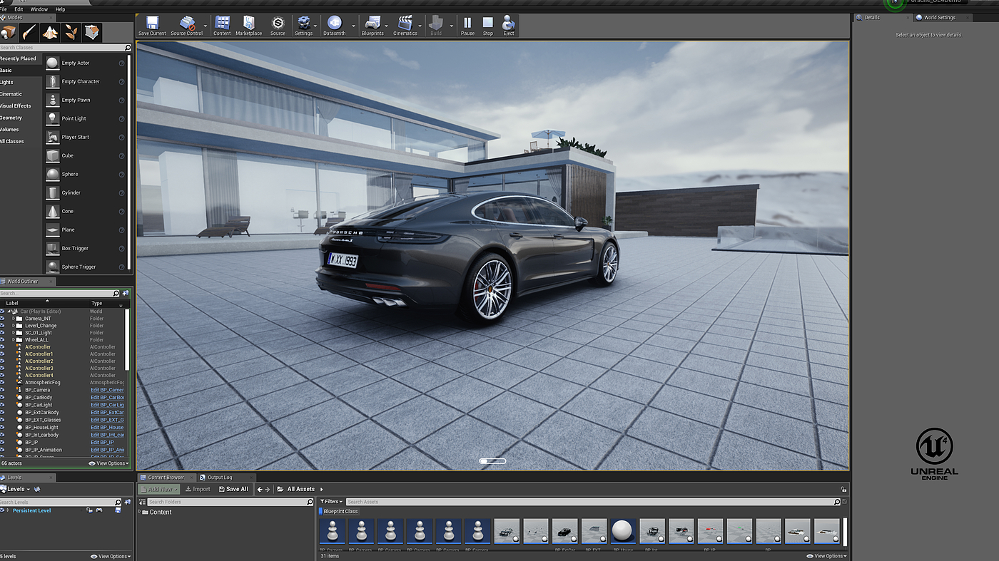 动画，保时捷，porsche，车，car，UnrealEngine，UE4，