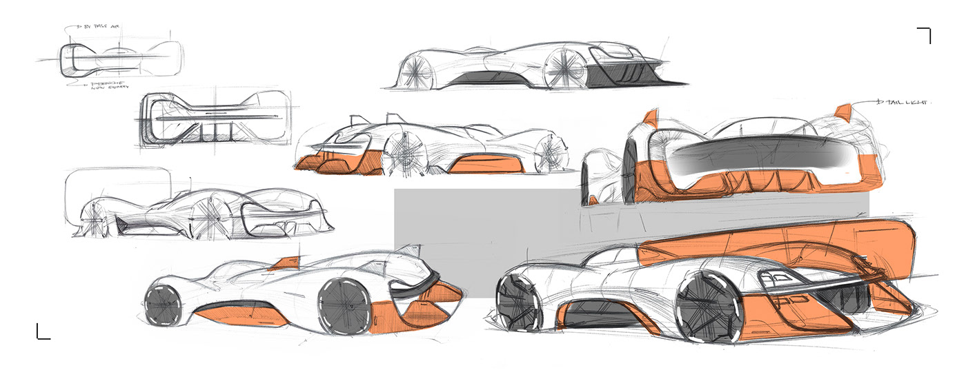automobile，Hand drawn，design sketch，Porsche，