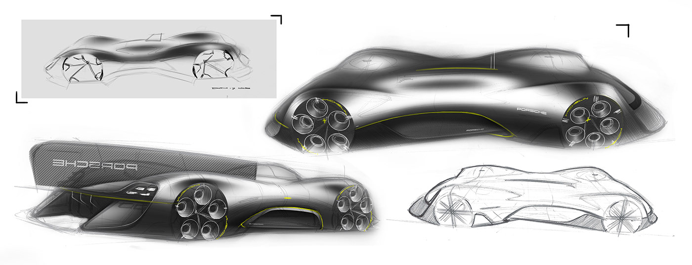 automobile，Hand drawn，design sketch，Porsche，