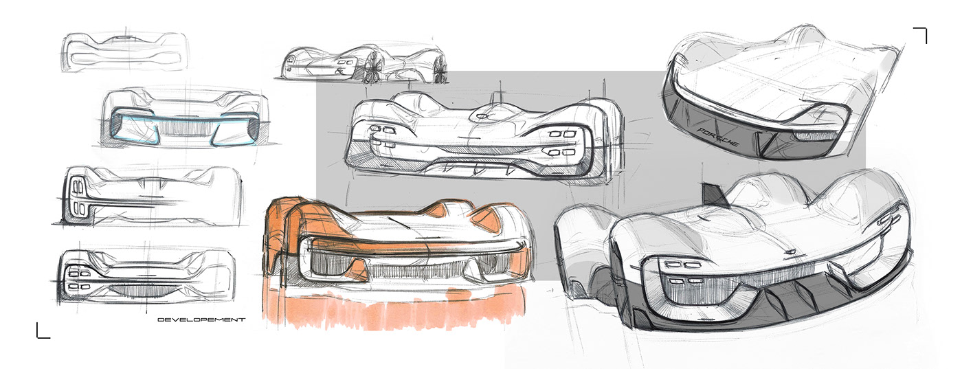 automobile，Hand drawn，design sketch，Porsche，