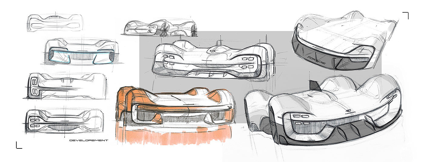 automobile，Hand drawn，design sketch，Porsche，