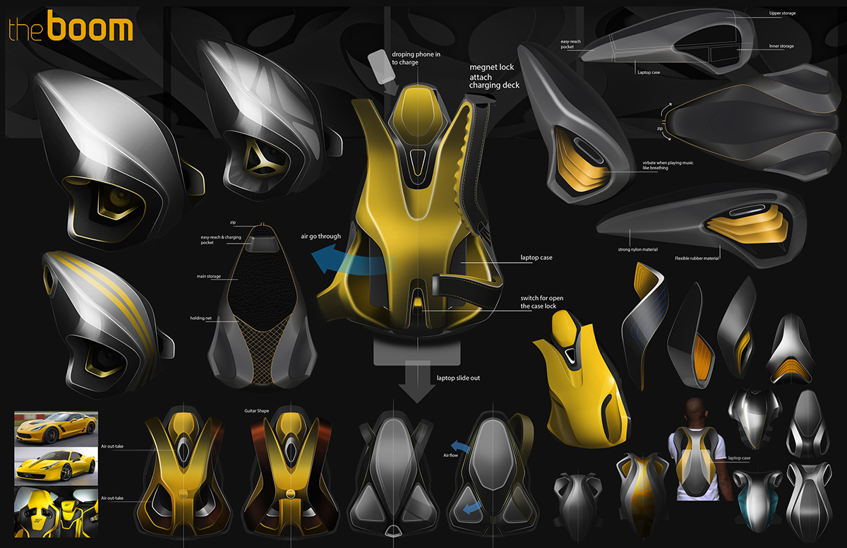 outdoors，motion，knapsack，Helmet，Hand drawn，design sketch，