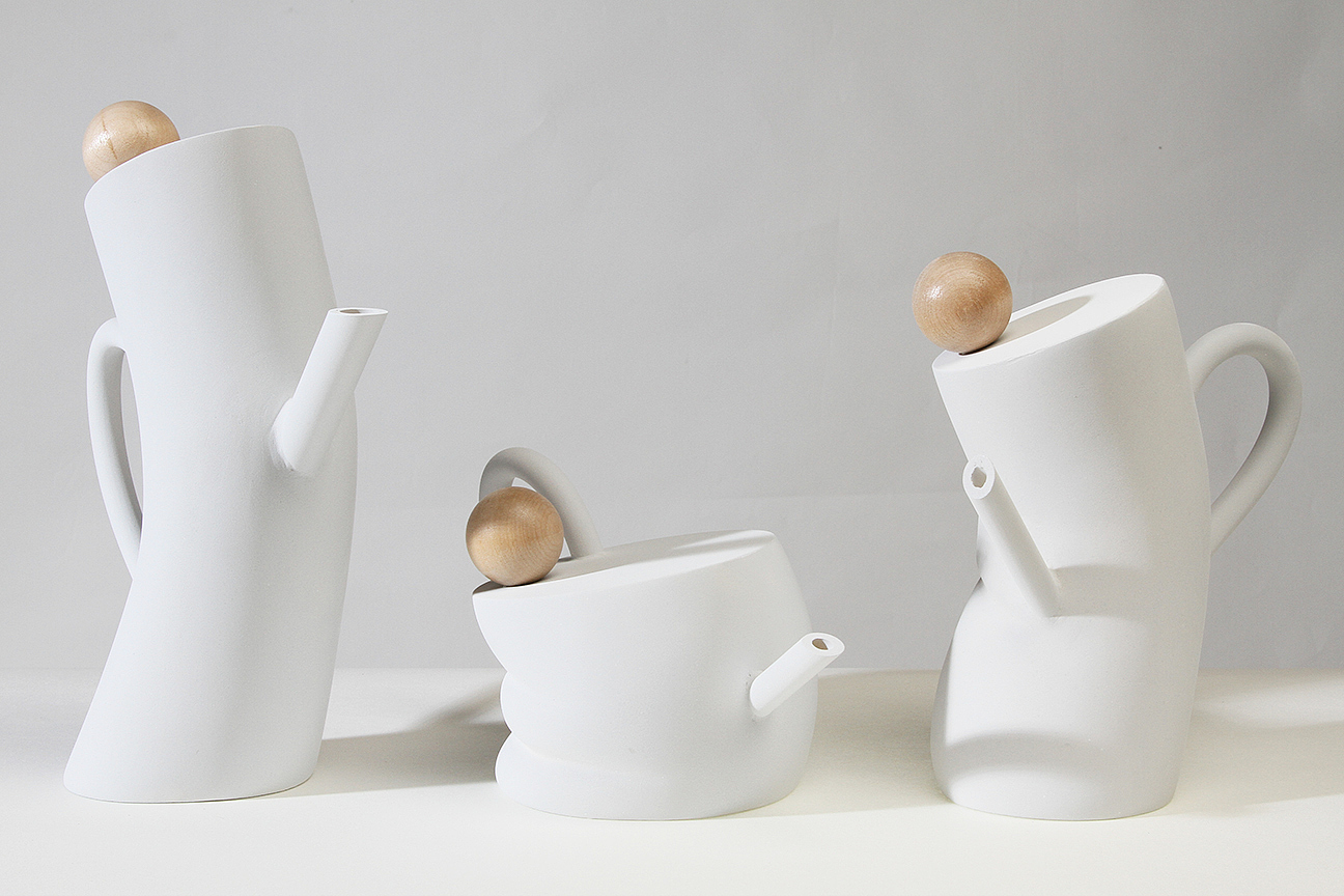 雕塑茶壶，不规则，不对称，asymmetrical，