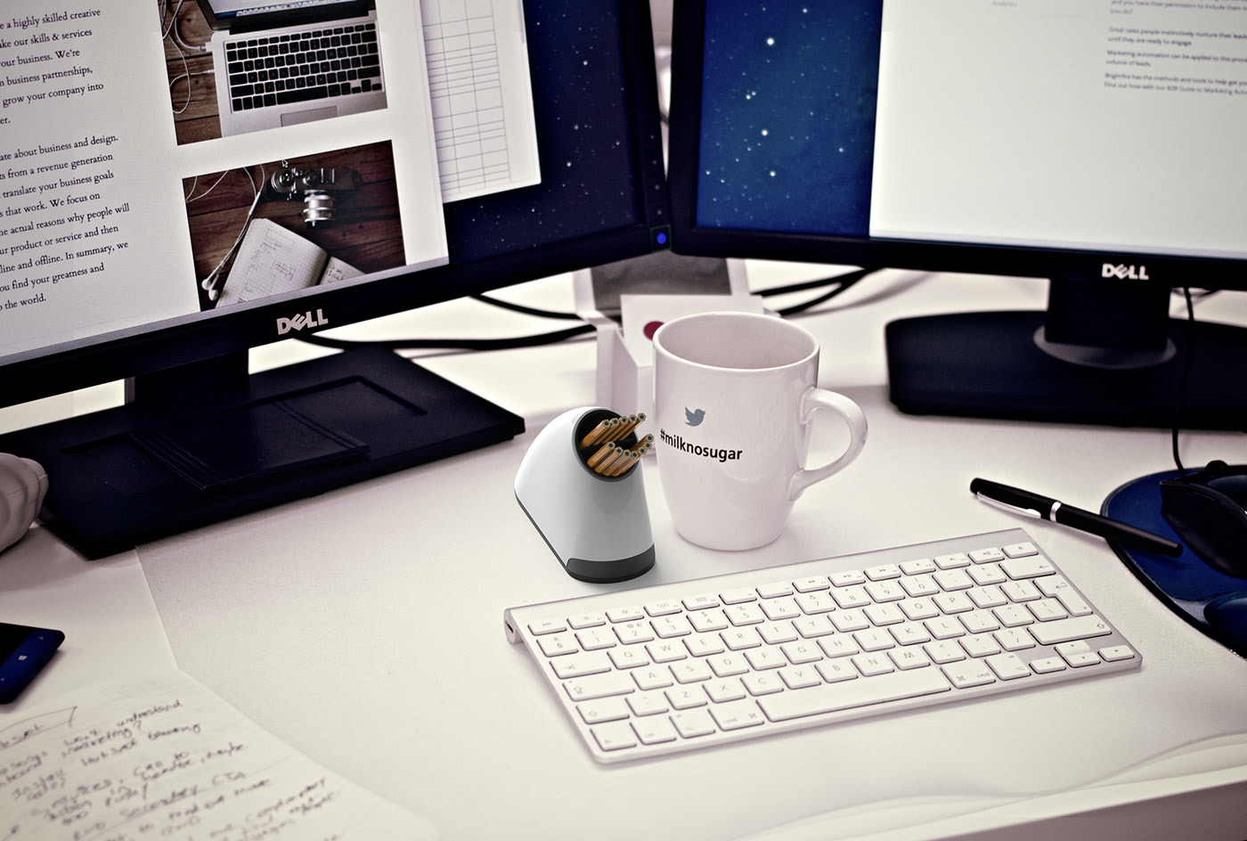 Desk lamp，pen container，