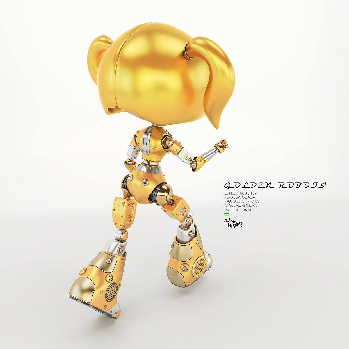 robot，Metal，modern，golden，luxury，old-fashioned，