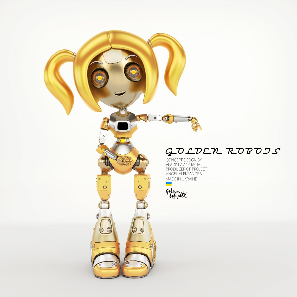 robot，Metal，modern，golden，luxury，old-fashioned，