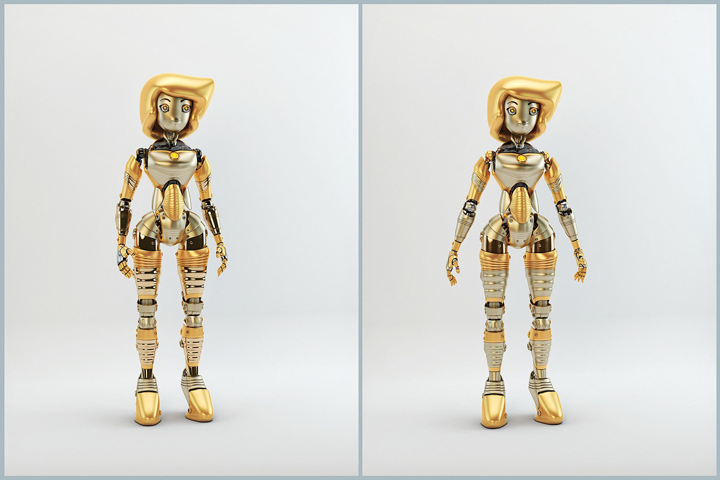 robot，Metal，modern，golden，luxury，old-fashioned，