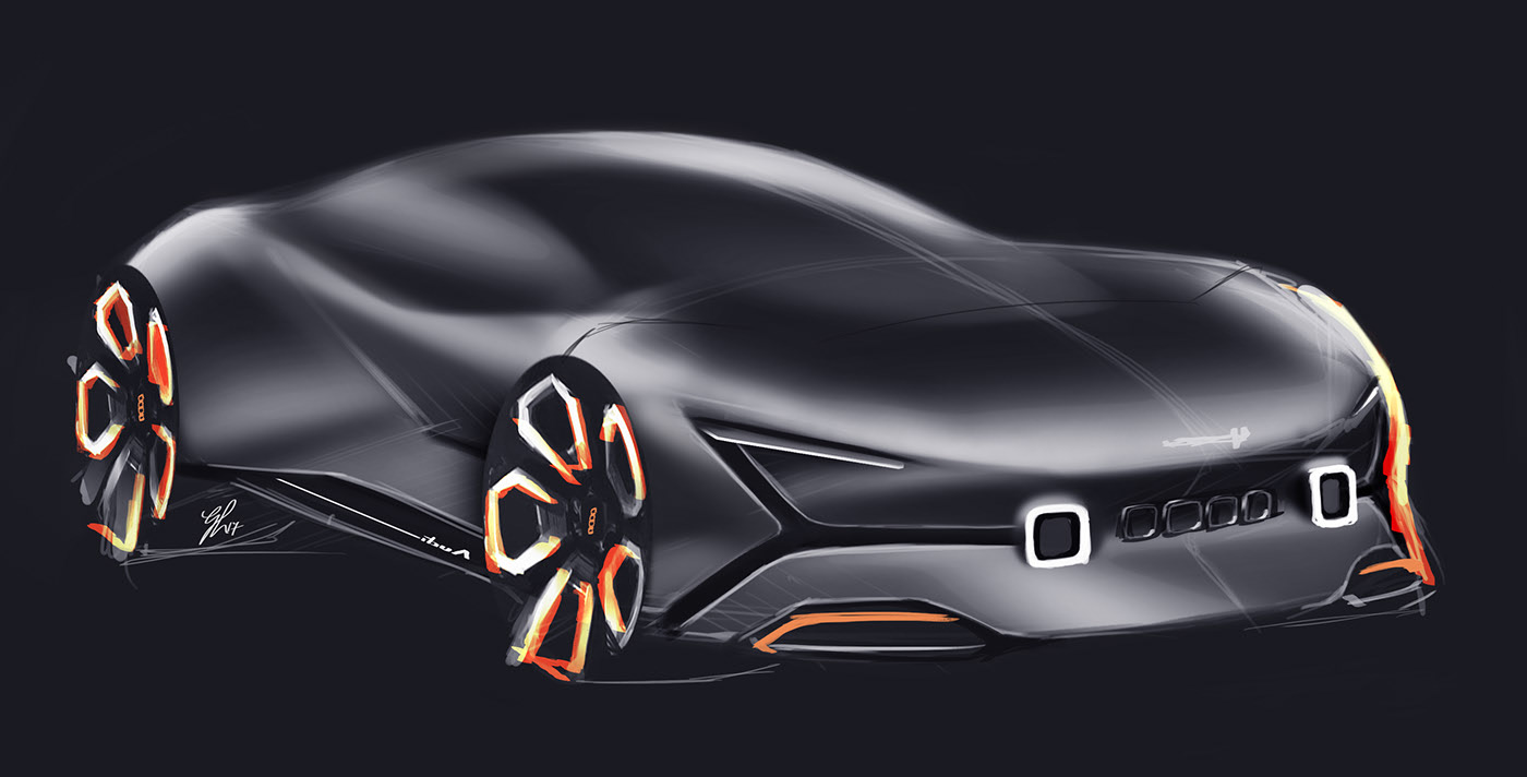 Gabriel Hantig，automobile，sketch，Render，