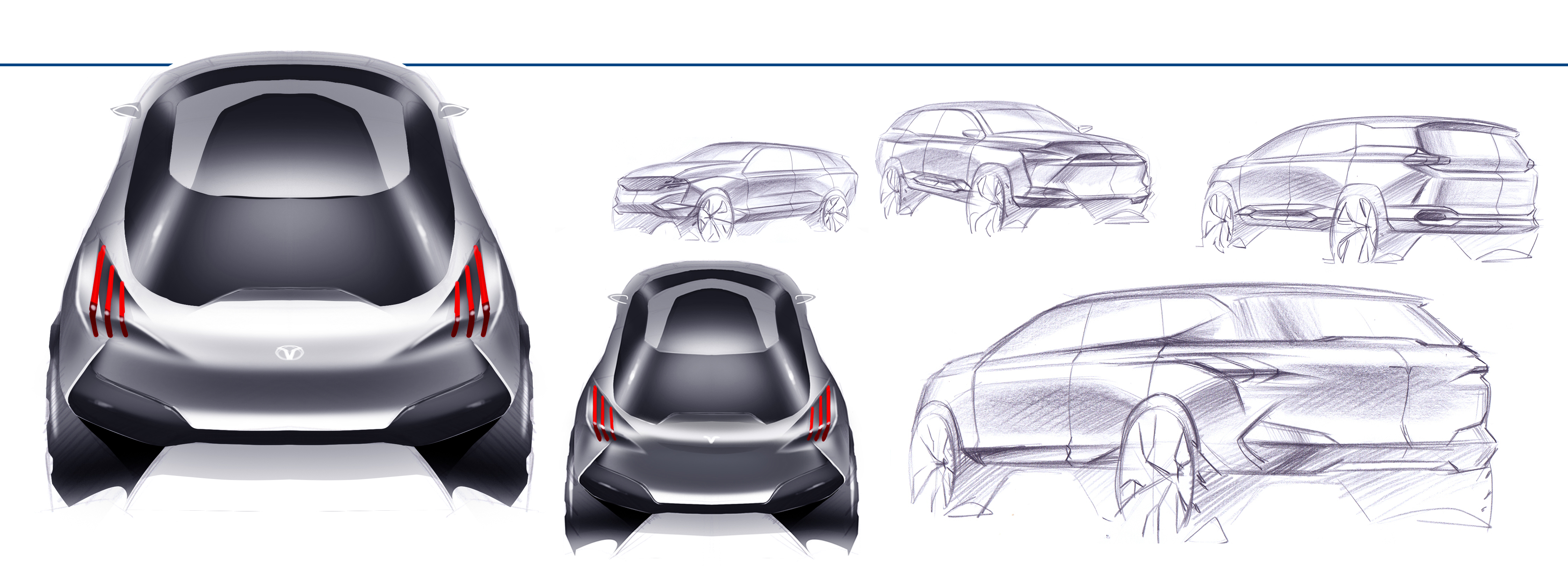 Automobile design，product design，Hand drawn，PS rendering，Express quickly，