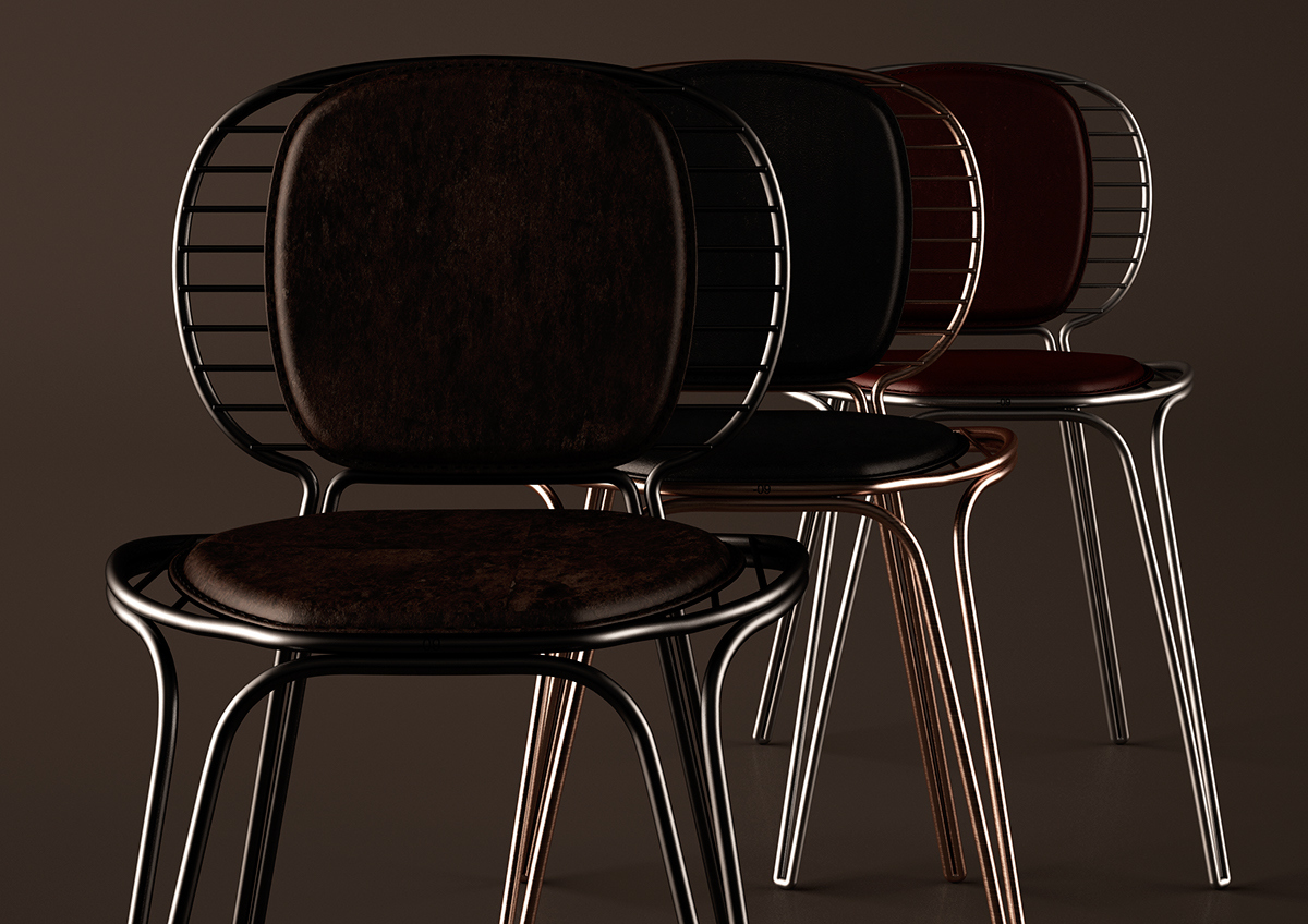 Home Furnishing，furniture，Metal，cortex，chair，Retro，