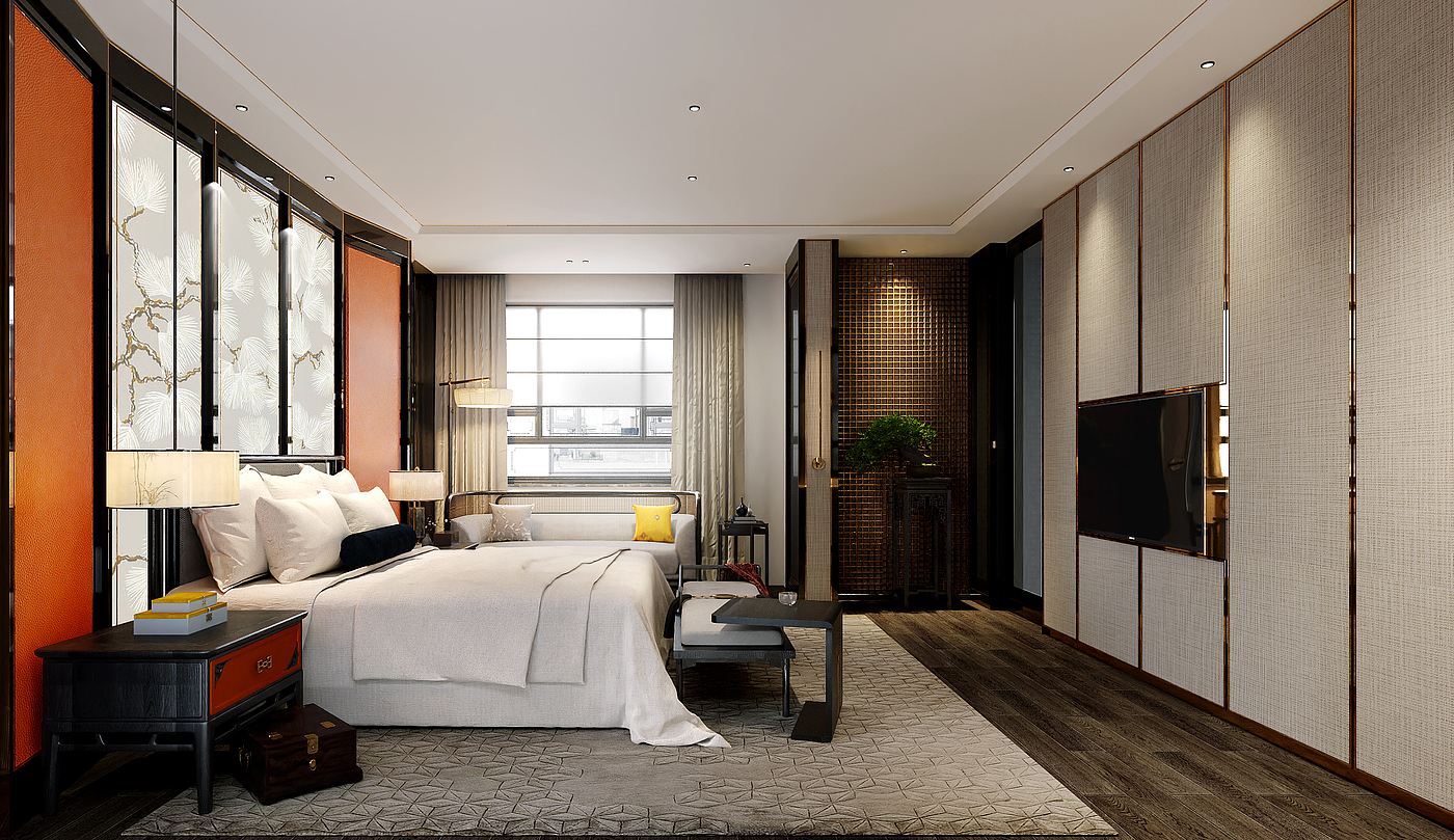酒店客房，酒店标准大床房，商务型酒店客房，新中式酒店客房，