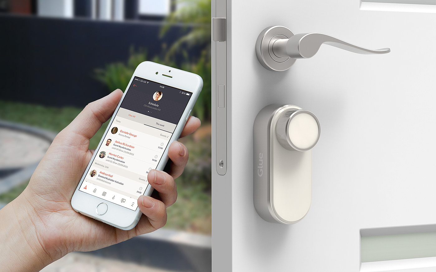Glue Smartlock，Intelligent door lock，white，