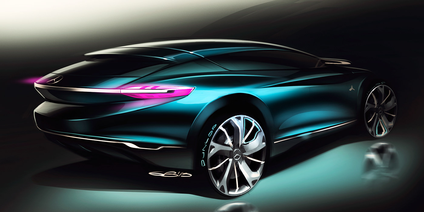 automobile，Hand drawn，sketch，marker pen，