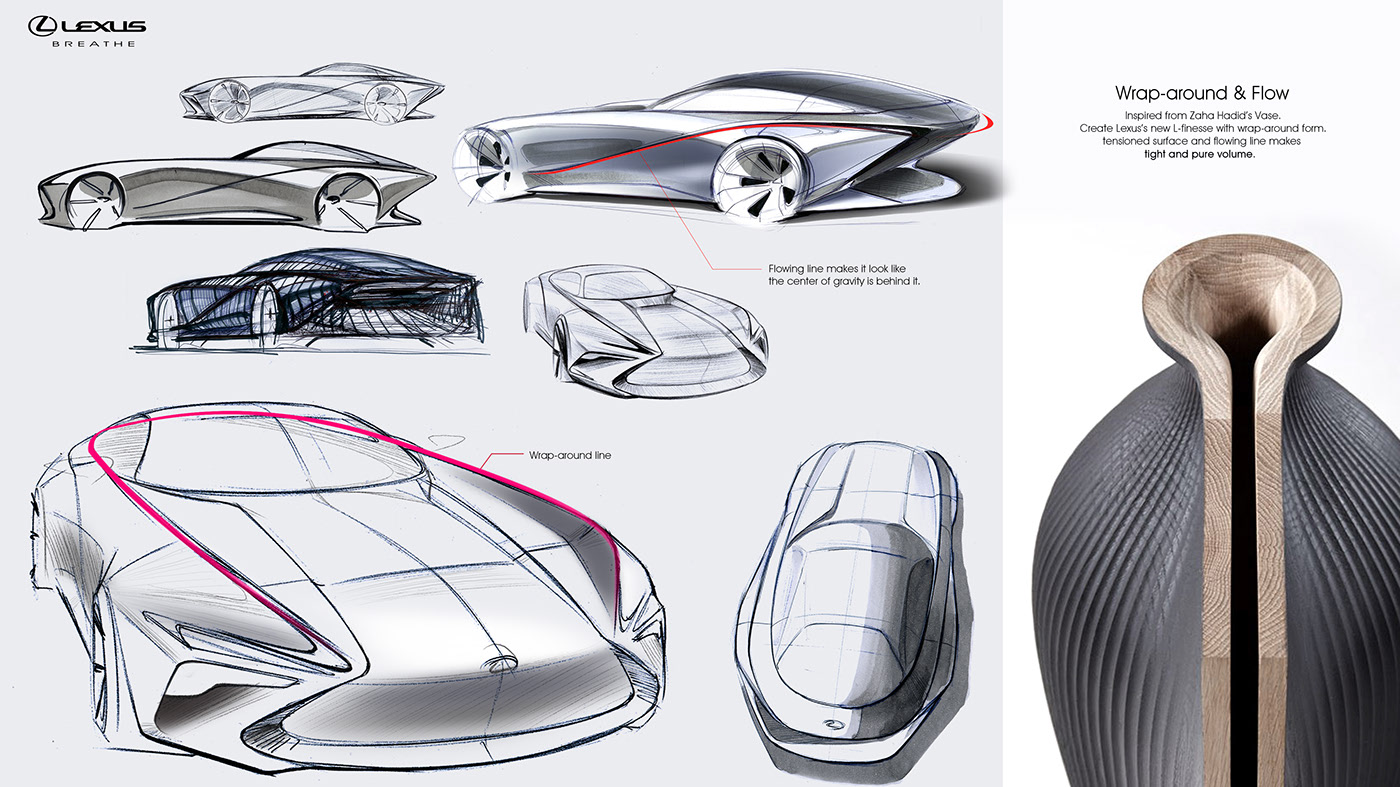 Sports car，LEXUS，concept，Hand drawn，modeling，